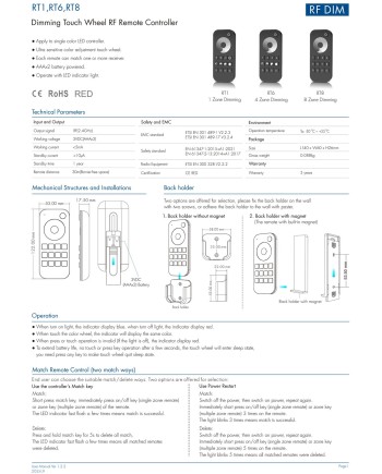 MANDO CONTROL REMOTO RF   RT6   4 ZONAS /  4 ESCENAS